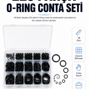 225 Parça Profesyonel O-Ring Conta Kiti Su, Yağ ve Hava Sızdırmazlık Tamir Seti