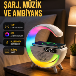 2025 Model 15W Kablosuz Şarjlı Renkli Atmosfer Lambası
