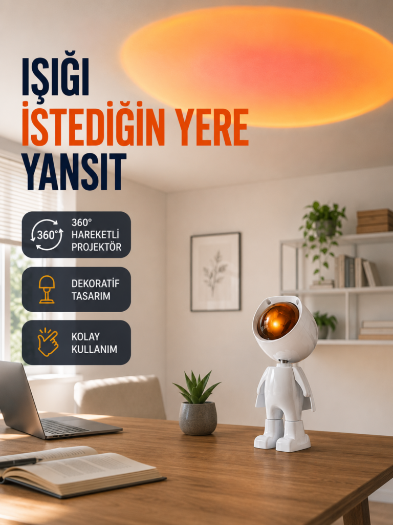 Dekoratif Gün Batımı Işığı – Astronot Figürlü Yeni Nesil