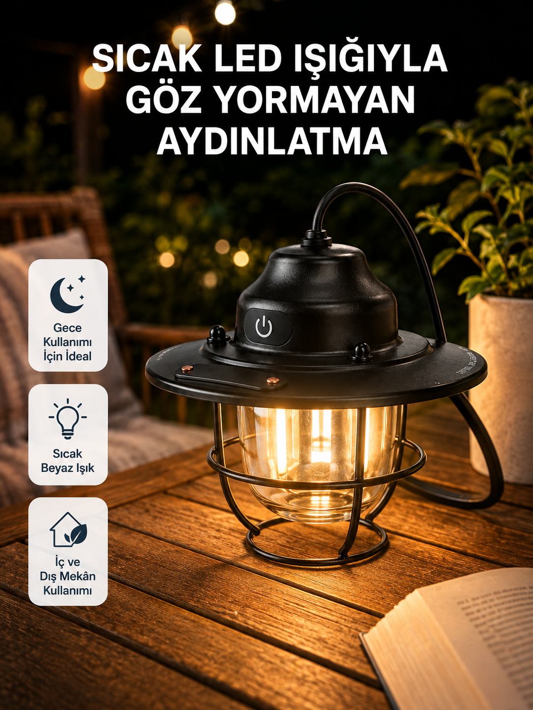 Taşınabilir Retro Çam Konisi Kamp Lambası Gece Işığı Su Geçirmez