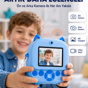 Selfie Özellikli Çocuk Fotoğraf Makinesi Mürekkepsiz Termal Baskı Teknolojisi