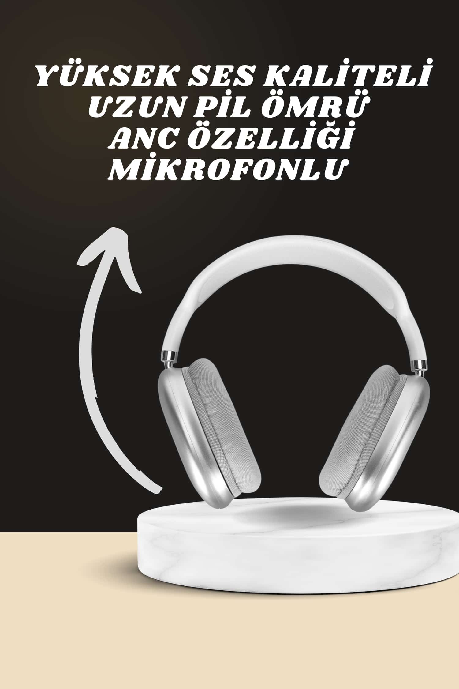 Kulak Üstü P9 Kablosuz Bluetooth Kulaklık ve 7 Kordonlu Akıllı Saat