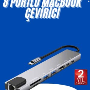 Usb Type-c Hub Dönüştürücü Çevirici Çoklayıcı Macbook Çevirici 8 Portlu
