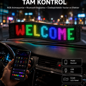 Matrix Led Cama Yapışan Telefon Kontrollü Panel Dijital Ekran Kumandalı