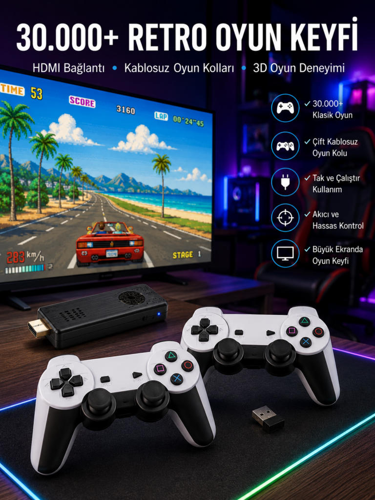 Joystick Çift Kollu Oyun Kolu Retro Oyun Yüksek Çözünürlüklü 3D Game Yeni Nesil