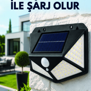 Sensörlü Solar Bahçe Lambası Geniş Açılı LED Aydınlatmalı Balkon Garaj ve Bahçe Işığı
