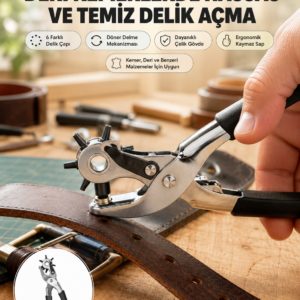 Deri Delme Pensesi 6 Uçlu Ayarlanabilir Kemer Delme Aleti Profesyonel Kullanım
