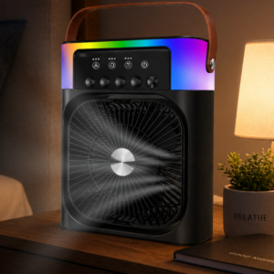 USB Şarjlı Masaüstü Sprey Fan Taşınabilir Serinletici RGB Işıklı Mini Klima