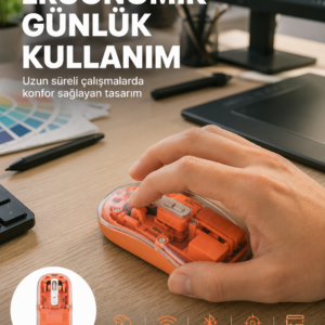 Şeffaf Kablosuz Mouse Bluetooth Bağlantılı Sessiz Tıklama Yeni Nesil
