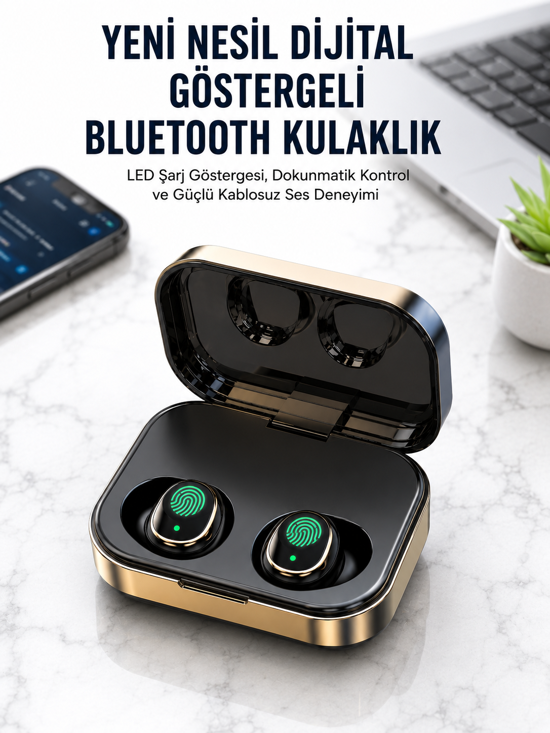 2025 Model Bluetooth Kulaklık Telefon Şarj Edebilen Çağrı Cevaplama Dijital Göstergeli