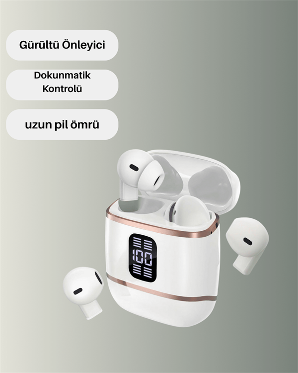 Çift Kulaklıklı Bluetooth Kulaklık – 4 Adet, ANC-ENC, Şarj Kutulu, Dijital Göstergeli