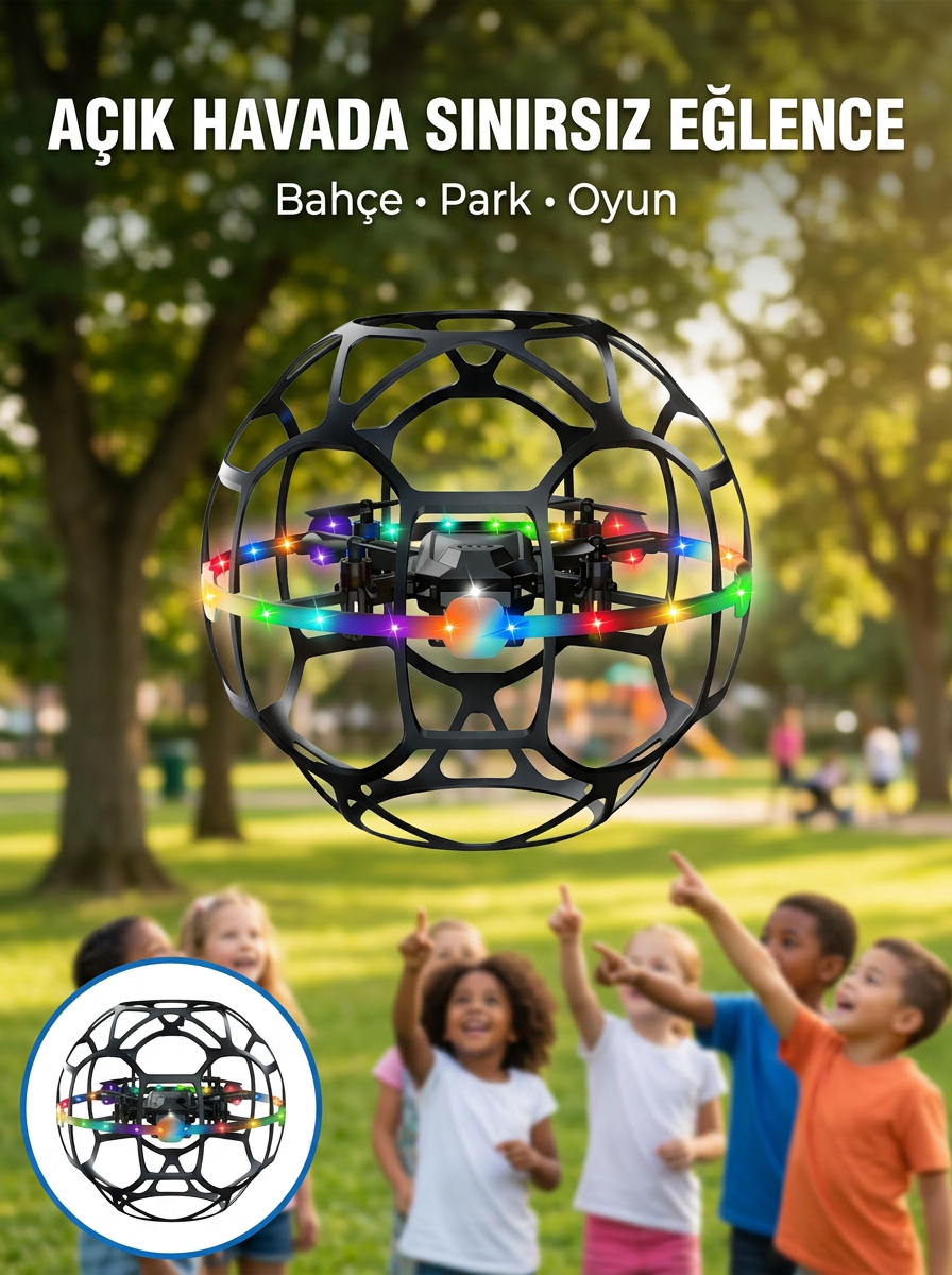 Şarjlı Futbol Topu Tasarımlı Mini Drone LED Aydınlatmalı Akıllı