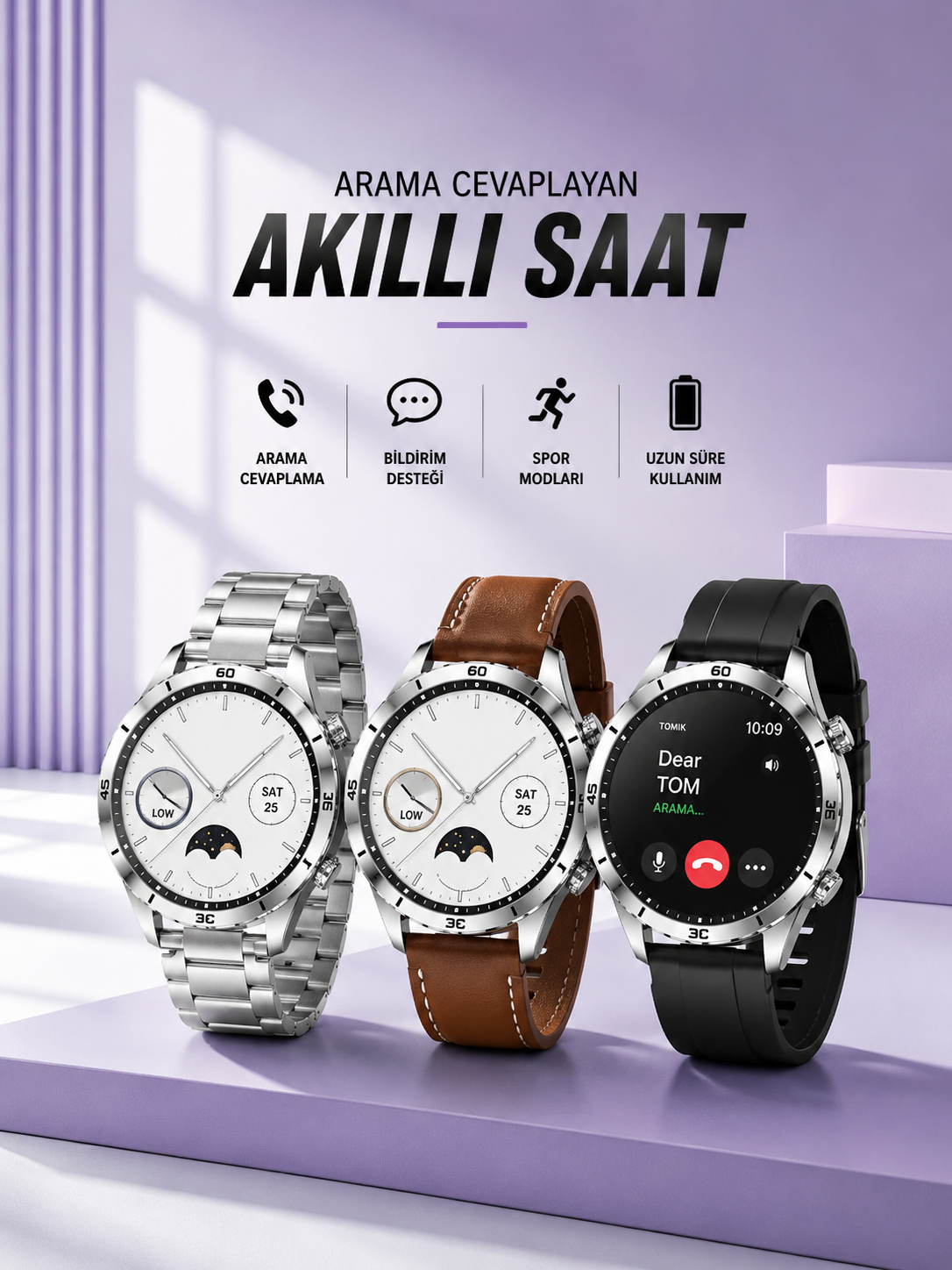 Akıllı Saat Bildirim Görme Sesli Görüşme Çoklu Kordon GPS Takibi