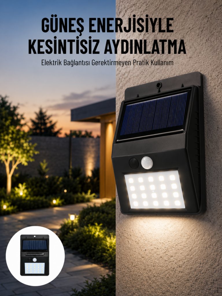 Solar Dekoratif Lambası Sensörlü Led Işık Bahçe Aydınlatma Yeni Nesil