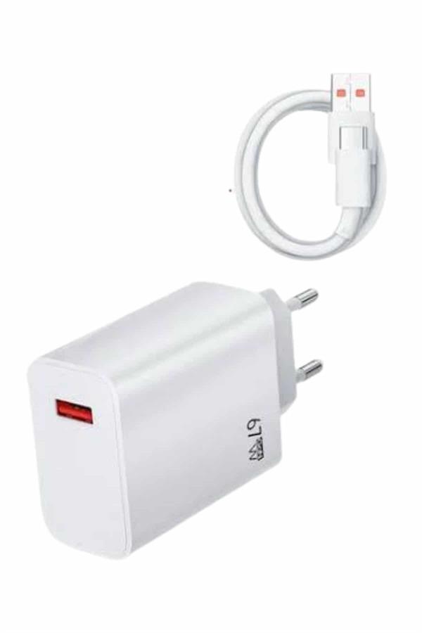 Beyaz Ultra Plus Hızlı Şarj Seti Şarj Adaptörü ve Kablosu 67W