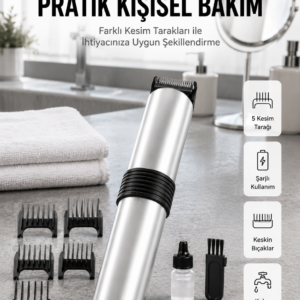 Yeni Nesil Profesyonel Şarjlı Saç Sakal Tıraş Makinesi Ayarlanabilir 4 Taraklı