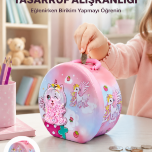 Mini Çocuk Para Kasası Güvenli Kilitli Birikim Kutusu
