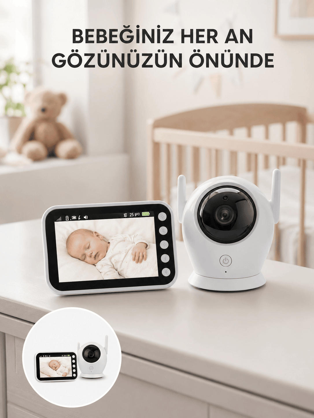 4.5 İnç Ekranlı Gece Görüşlü Bebek Kamerası ve Monitörü Yeni Nesil