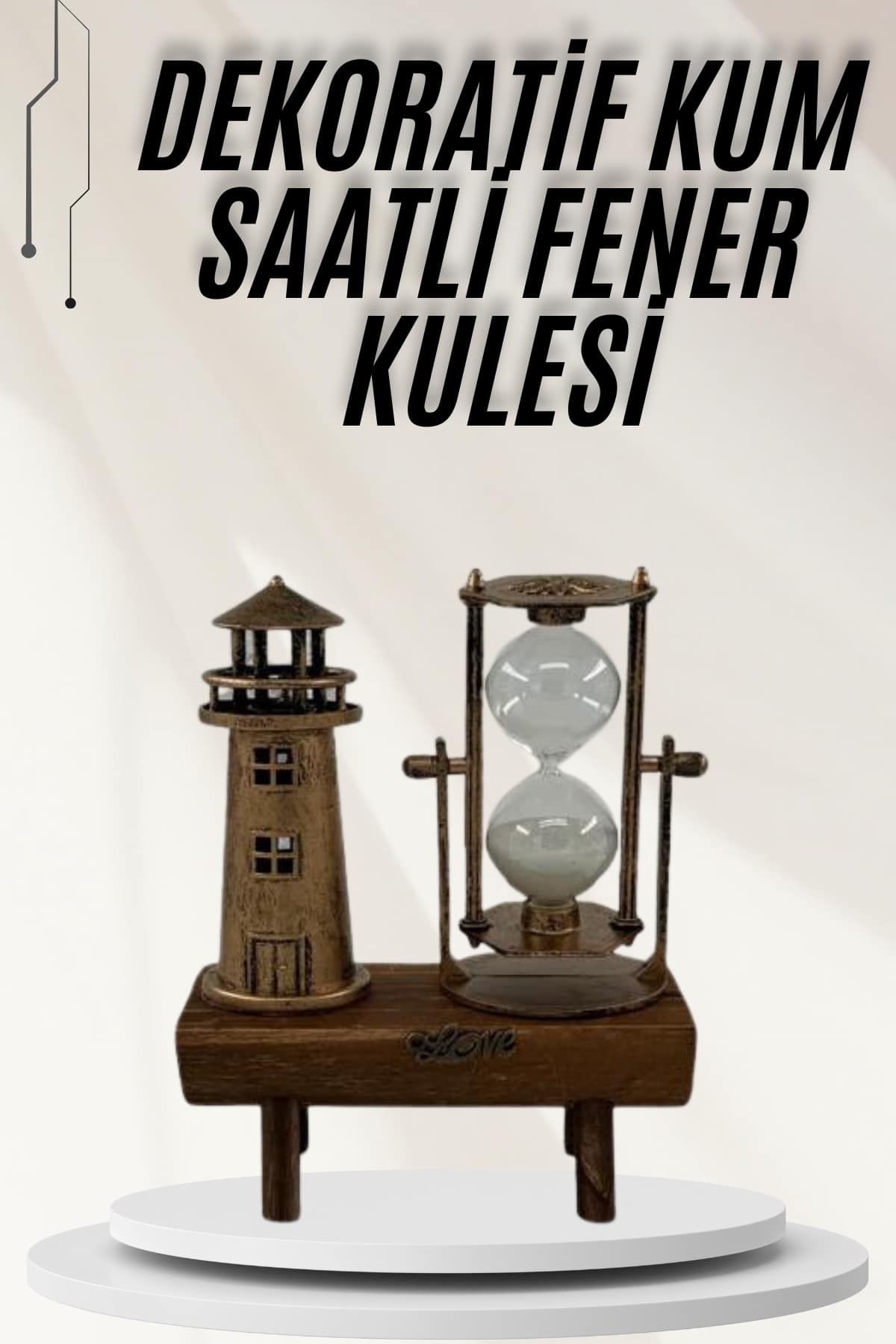 Kum Saati Biblosu Retro Ahşap Deniz Feneri Hediye Eşyası