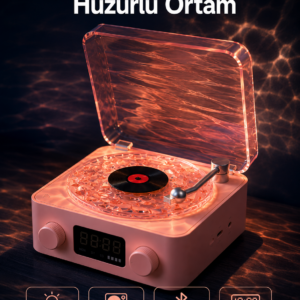 Retro Saatli Bluetooth Hoparlör – Gece Lambalı Kristal Ses Kalitesi Yeni Nesil