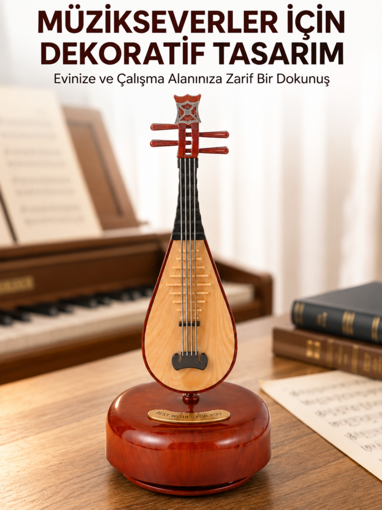 Klasik Ud Figürlü Melodili Müzik Kutusu Şık Hediyelik