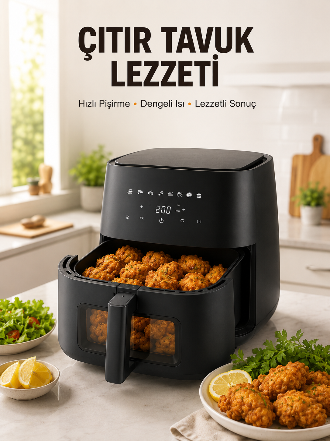 Yağsız Yemek Pişirme İçin Dijital Air Fryer Fritöz