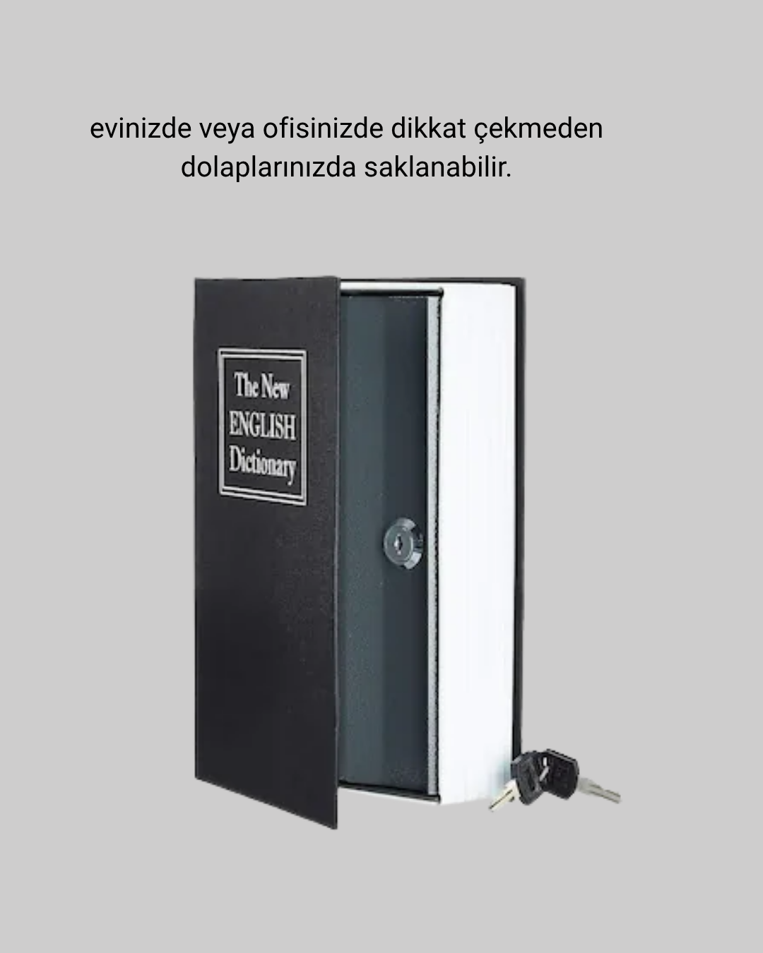 Sözlük Görünümlü Gizli Kitap Kasa – Anahtarlı Metal İç Kasa, Kompakt Boyut, Şık ve Güvenli Tasarım