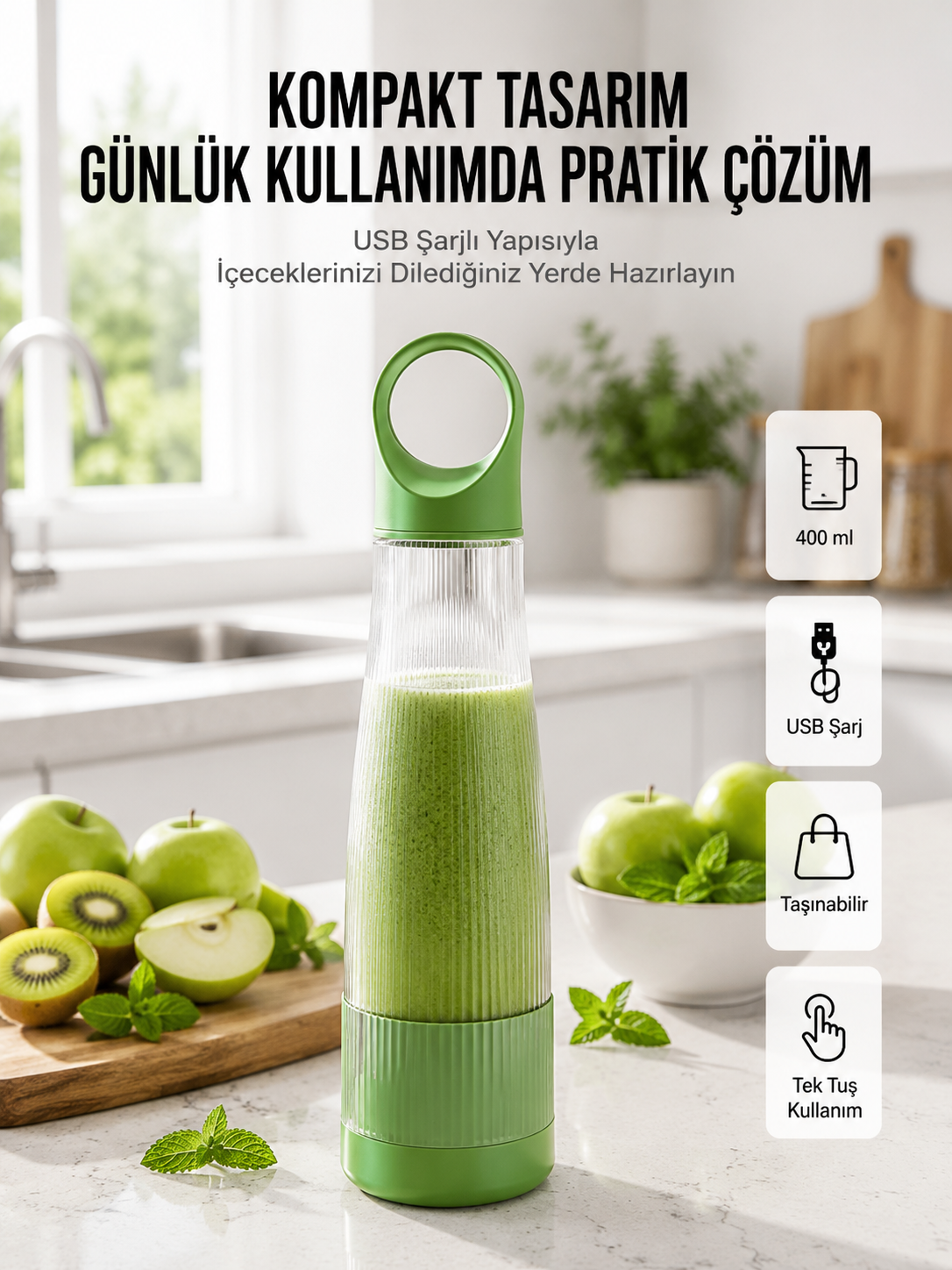 Ev Dışı Kullanıma Uygun Taşınabilir Smoothie Makinesi