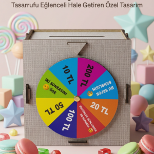 Birikim Kutusu Şans Çarklı Tasarruf Oyunu Eğlenceli Hedef Kumbarası