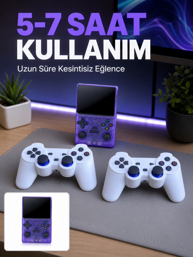 3.5 İnç IPS Ekranlı Çift Kablosuz Kollu Taşınabilir Retro Oyun Konsolu