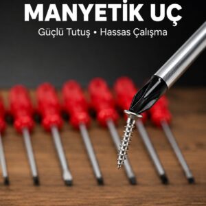 7'li Düz ve Yıldız Tornavida Seti Çelik Manyetik Uçlu