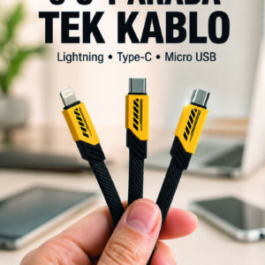 3'lü Şarj Kablosu Hızlı Şarj Destekli Dayanıklı Örgü USB Kablo