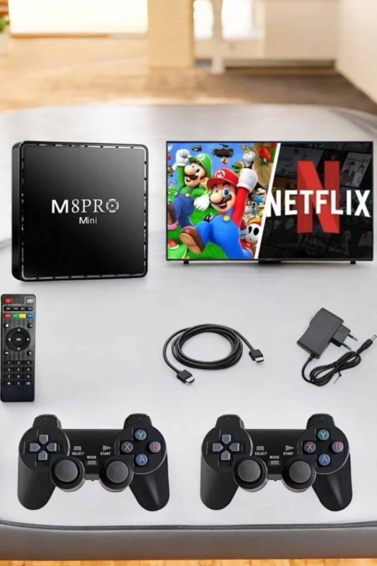 TV Box Çift Oyun Kollu 10000 Oyunlu Atari