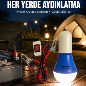 12V LED Ampul Timsah Kıskaçlı Taşınabilir Aydınlatma
