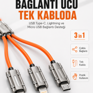 Çinko Alaşımlı Metal Konnektörlü Dayanıklı 6A Hızlı Şarj Kablosu
