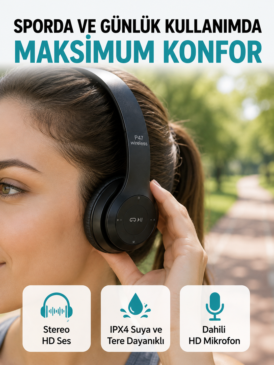 Mikrofonlu Kablosuz Kulaklık | Uzun Pil Ömrü ve Stereo Ses Performansı Yeni Nesil