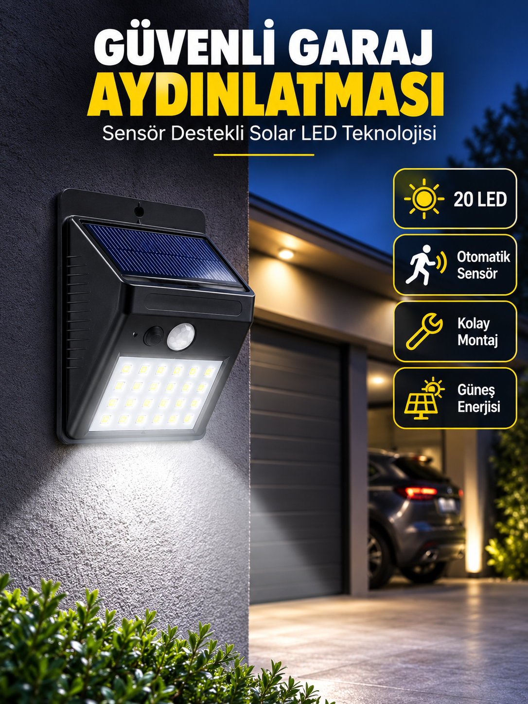 Kablo Gerektirmeyen Solar LED Bahçe ve Veranda Işığı Yeni Nesil