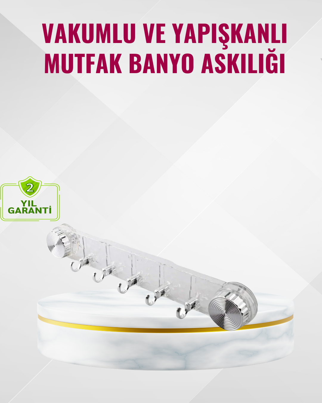 Duvar Tipi Vakumlu Askılık Şeffaf Orta Tasarımlı