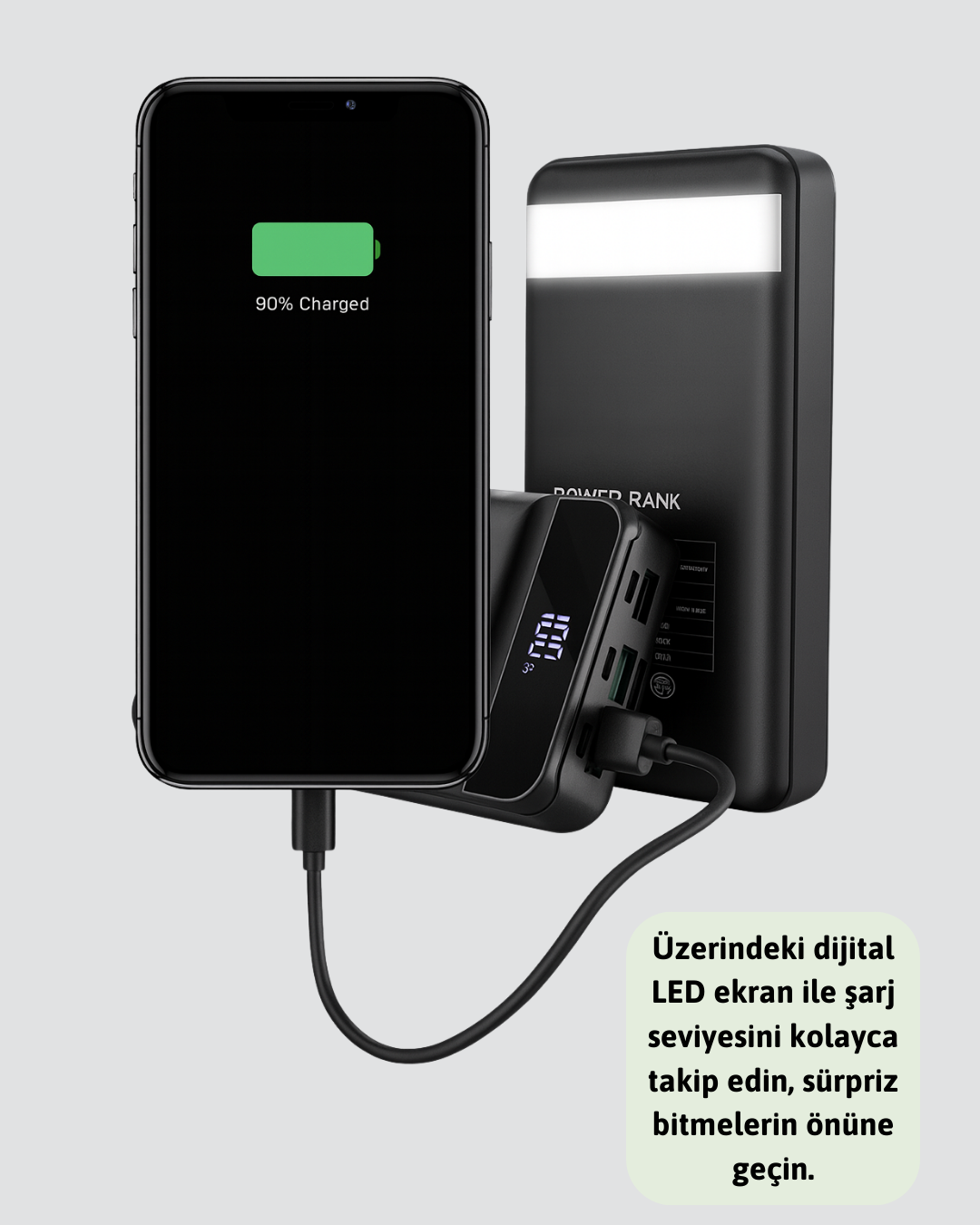 Tüm Cihazlarla Uyumlu 50.000 mAh Powerbank – Yüksek Kapasiteli, LED Gösterge ve Akıllı Koruma Fonksiyonlu