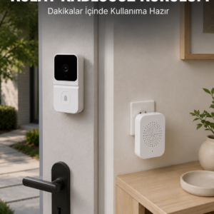 HD Kameralı Beyaz Görüntülü Kapı Zili Çift Yönlü Sesli Wi-Fi Akıllı Kapı Zili