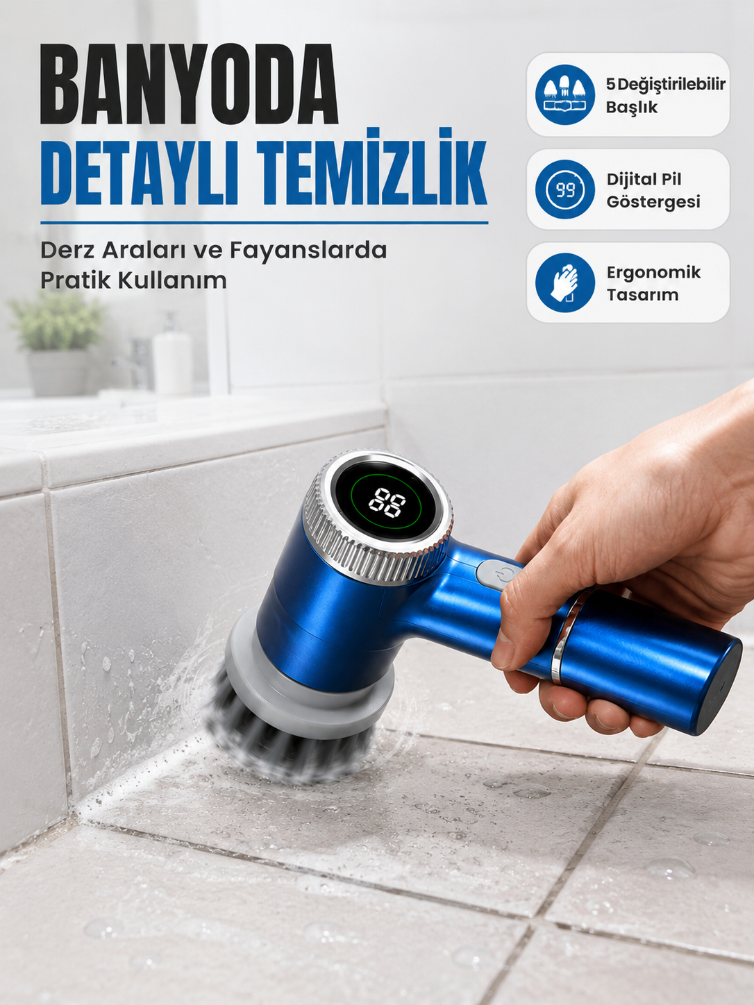 Zorlu Kirleri Kolayca Temizlemek için Kablosuz Elektrikli Döner Fırça