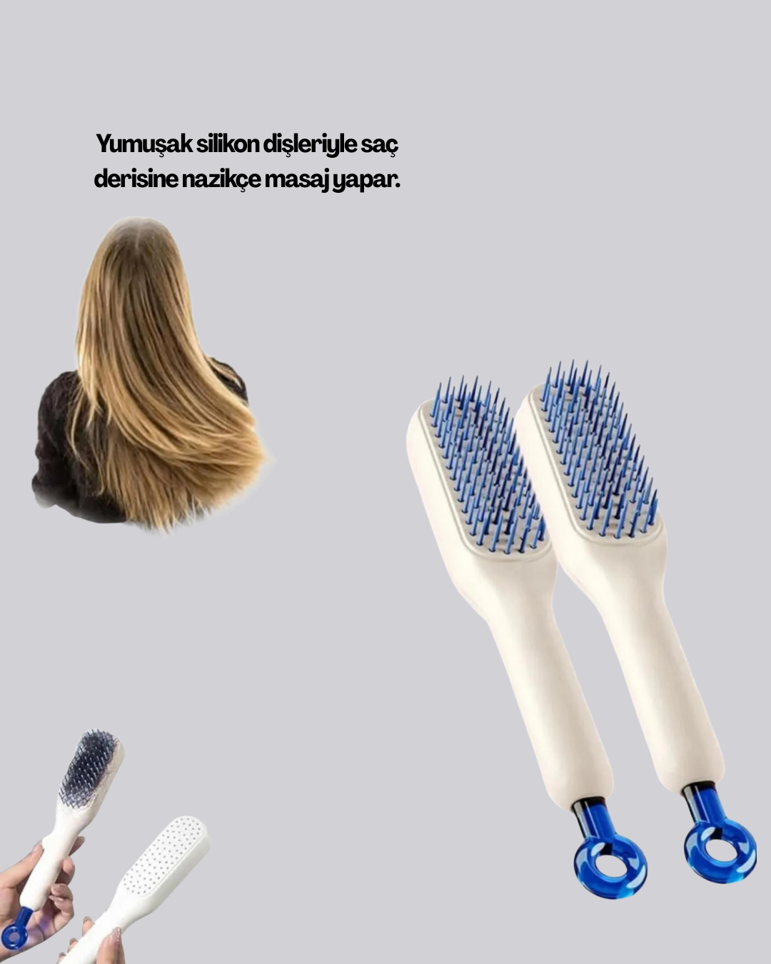 Pratik Mekanizmalı Saç Tarağı – Kendi Kendini Temizler, Taşınabilir