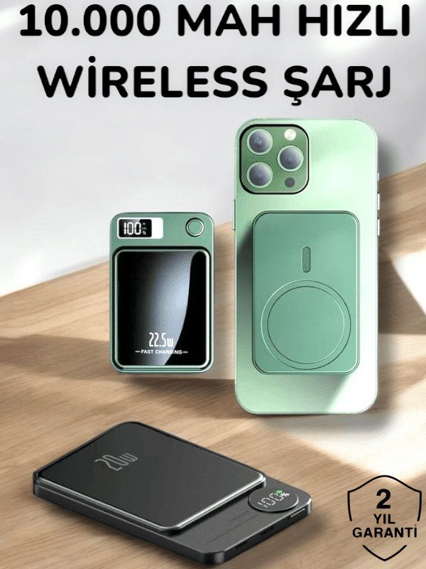 10.000 mAh Kapasiteye Sahip 22.5W Hızlı Şarj Magsafe Powerbank, iOS Uyumlu