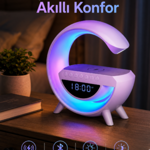 Bluetooth Hoparlör 15W Kablosuz Hızlı Şarj LED Gece Lambası