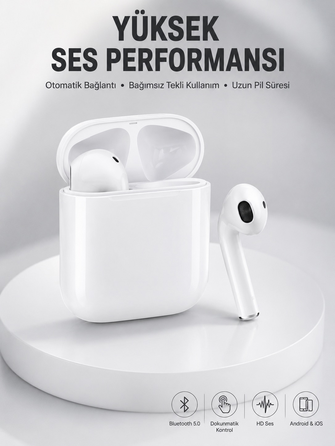 2. Nesil Bluetooth Android ve İOS Uyumlu Kablosuz Kulaklık Çağrı Cevaplama