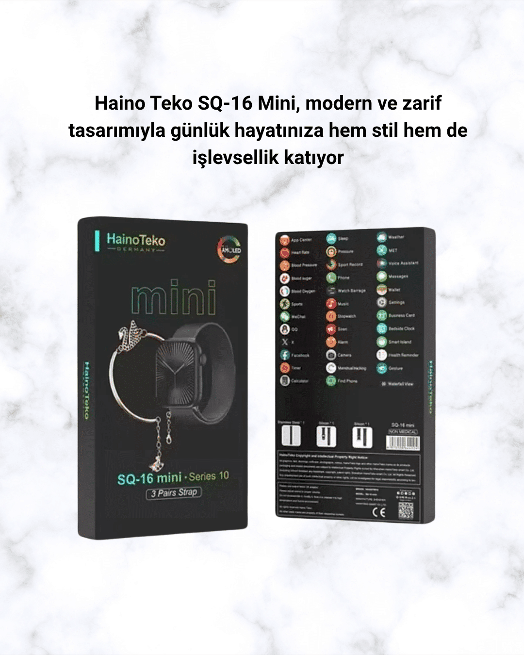 Akıllı Saat SQ-16 Mini Series 10 | Unisex Tasarım, Sağlık ve Spor Takibi