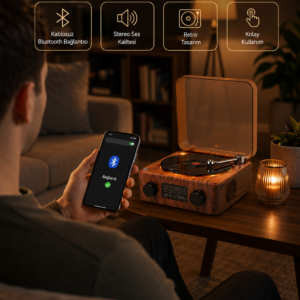 Saatli Gece Işıklı Hoparlör – Modern ve Vintage Tasarım Yeni Nesil