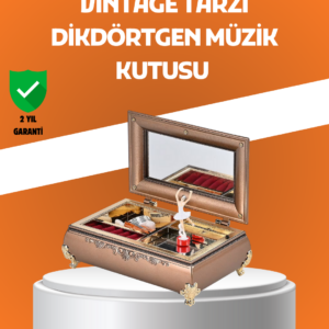 Müzikli Balerin Figürlü Takı Kutusu Piyano Desenli Dekoratif