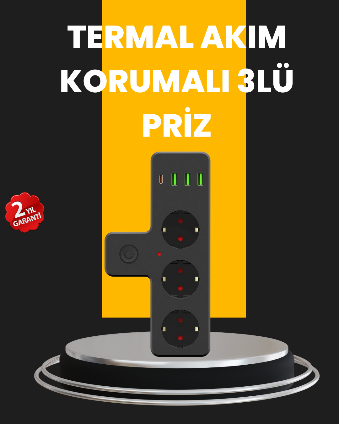 Ev ve Ofis İçin Akıllı Çoklu Priz 7 Girişli