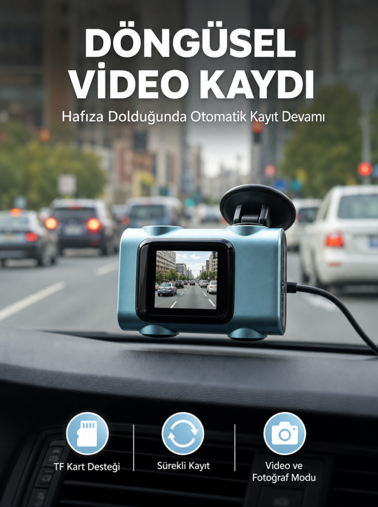 Mini Araç İçi Kamera Sürekli Kayıt Geniş Açılı Yeni Nesil